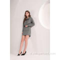 Zwart-witte houndstooth blazer-kokerrok voor dames